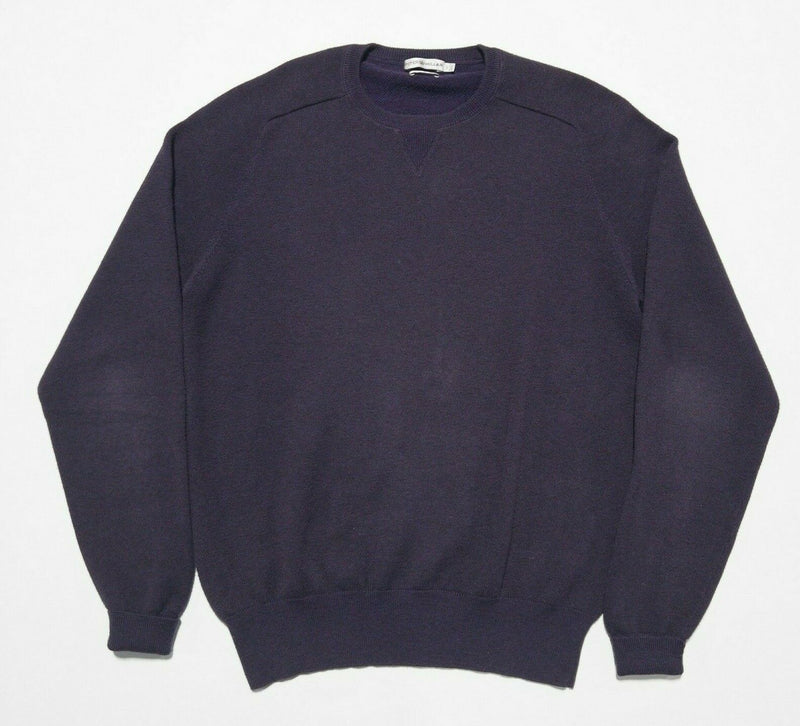 Peter Miller Men's Small Wool Blend Solid Purple Crew Neck Pullover Sweater