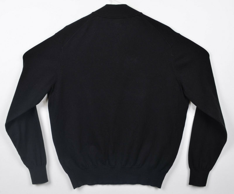 Peter Millar Men's Large Pima Cotton Cashmere Solid Black 1/4 Zip Golf Sweater
