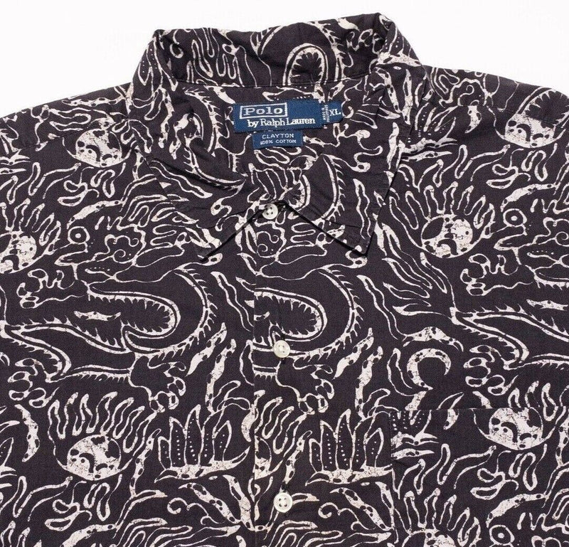 Polo Ralph Lauren Clayton Hawaiian Shirt XL Men's Floral Reef Black Short Sleeve