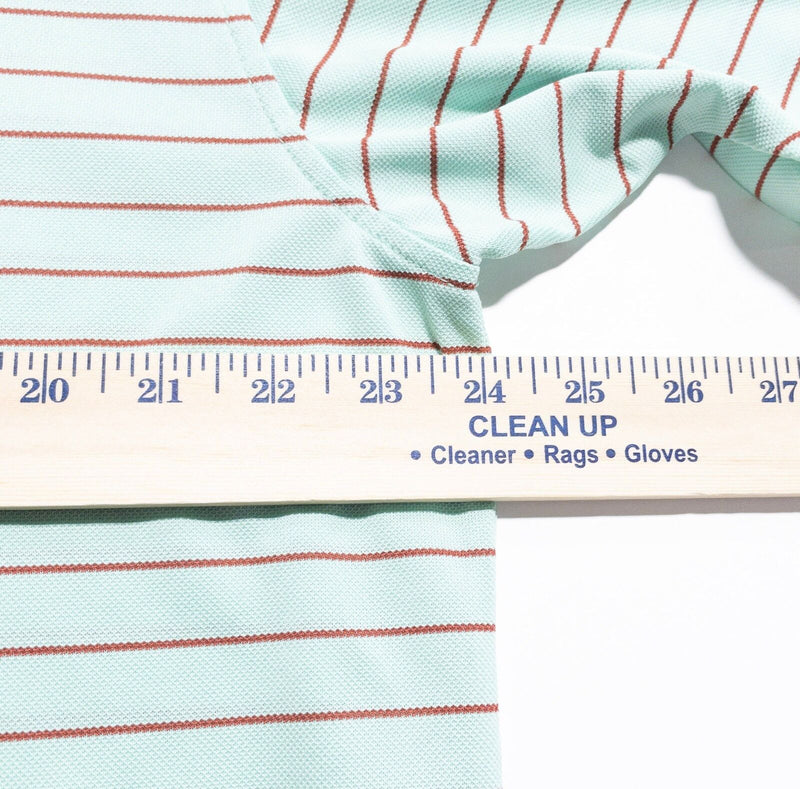 Peter Millar Summer Comfort Polo XL Men's Shirt Mint Green Striped Wicking Golf