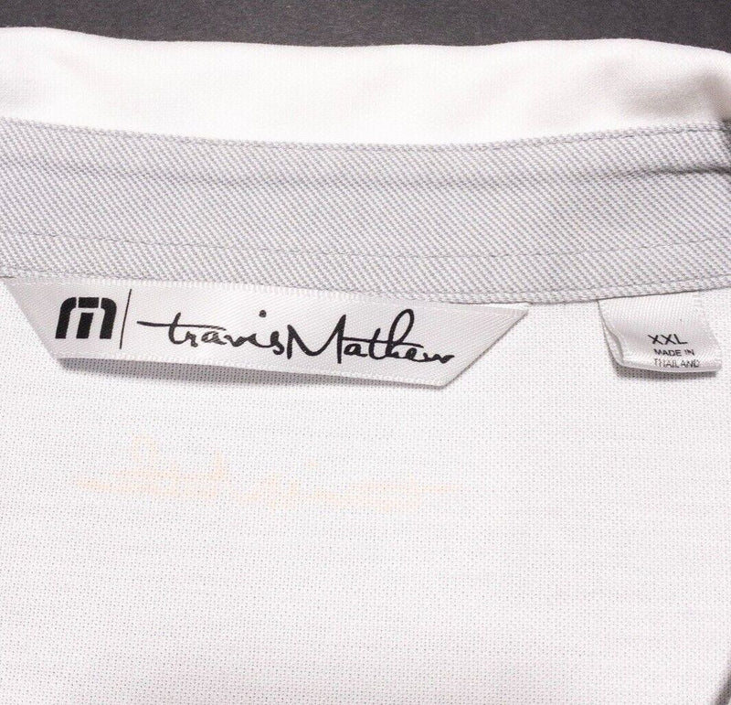 Travis Mathew XXL Polo Men's Golf Shirt Solid White Cotton Polyester Blend