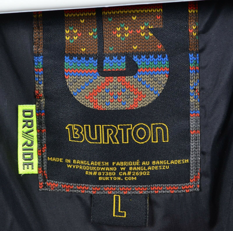 Burton DryRide Men's Large Solid Black Full Zip Hooded Ski Snowboard Jacket