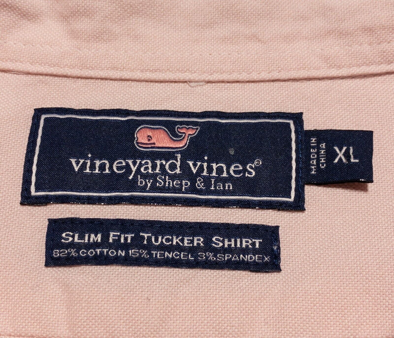 Vineyard Vines Shirt Men's XL Slim Fit Tucker Pink Cotton Tencel Long Sleeve