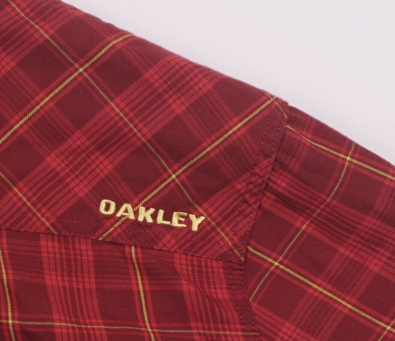 Oakley Men's Medium Red Plaid Cotton Poly Blend Long Sleeve Button-Front Shirt