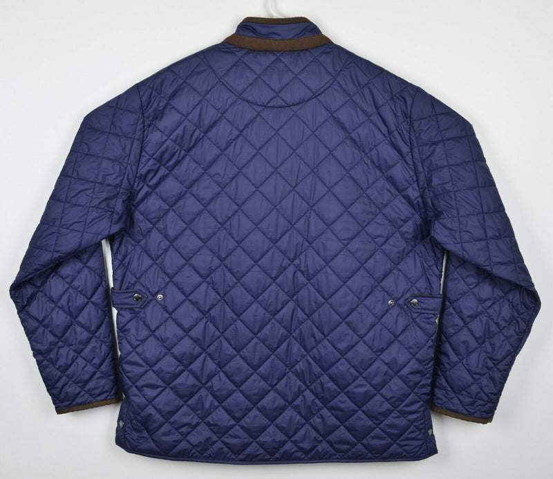 Peter Millar Crown Sport Men's 2XL Blue Quilted Suffolk Zip Snap Coat Jacket