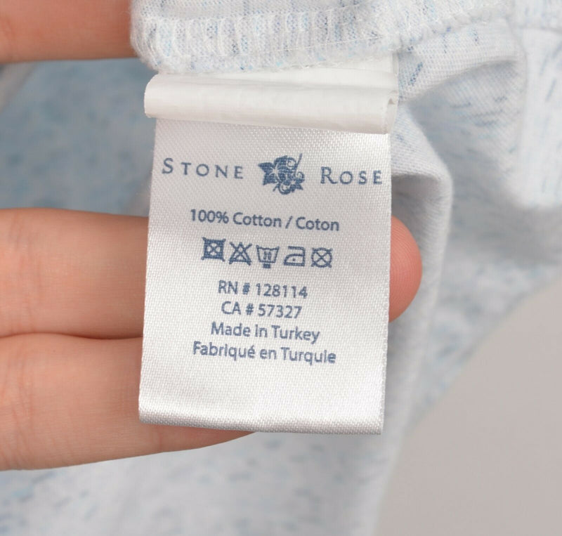 Stone Rose Men's Sz 6 White Blue Geometric Flip Cuff Short Sleeve Shirt