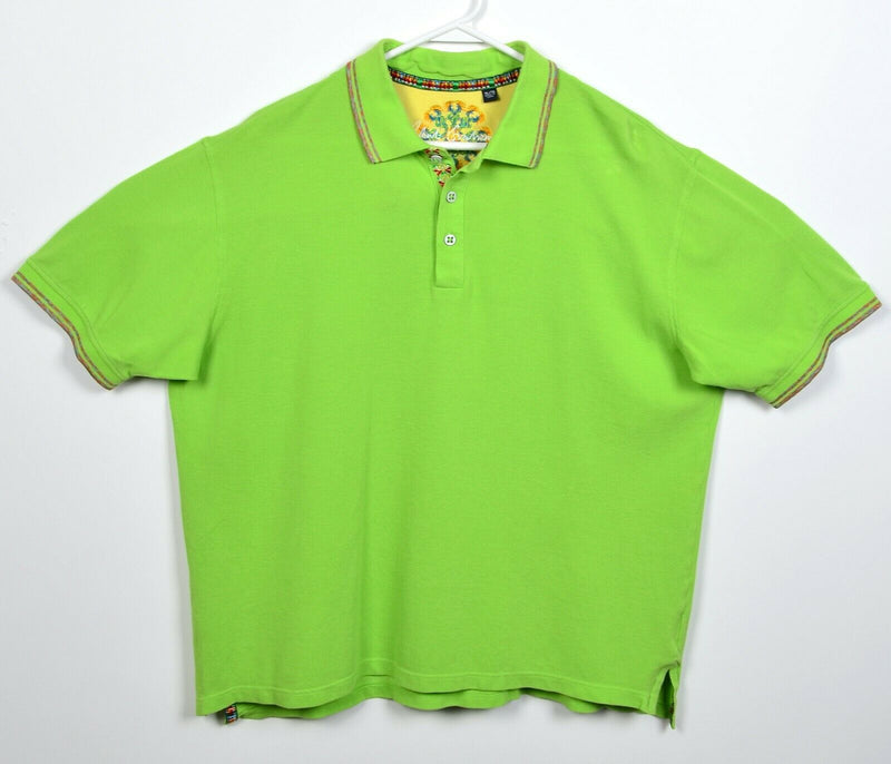 Robert Graham Men's XL Lime Green Colorful Accent Designer S/S Polo Shirt
