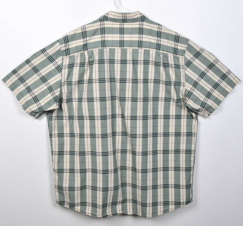 Carhartt Men's Large Green Beige Plaid Logo Casual Work Button-Down Shirt 104175