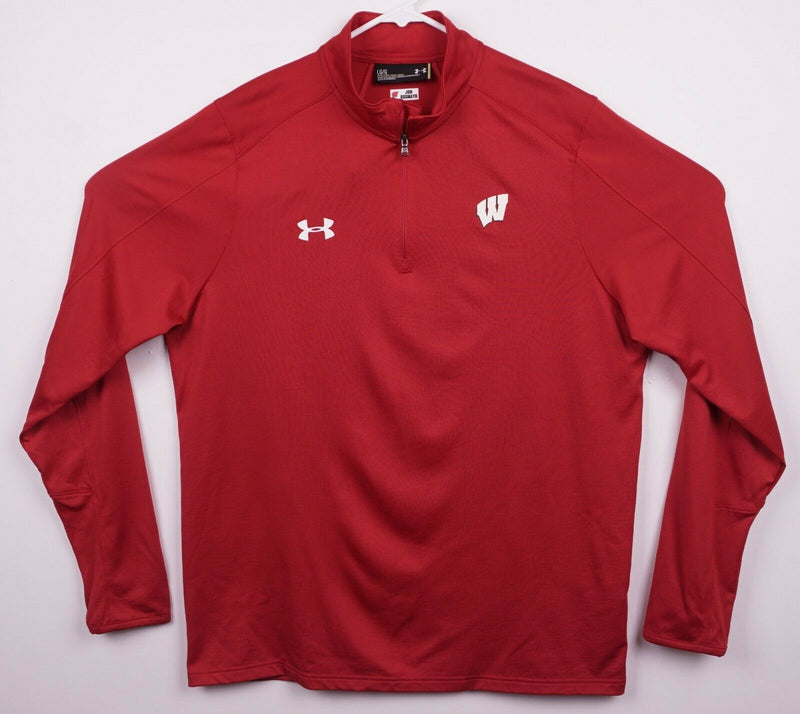 Wisconsin Badgers Men's Large Team Issue Under Armour 1/4 Zip Red Jacket
