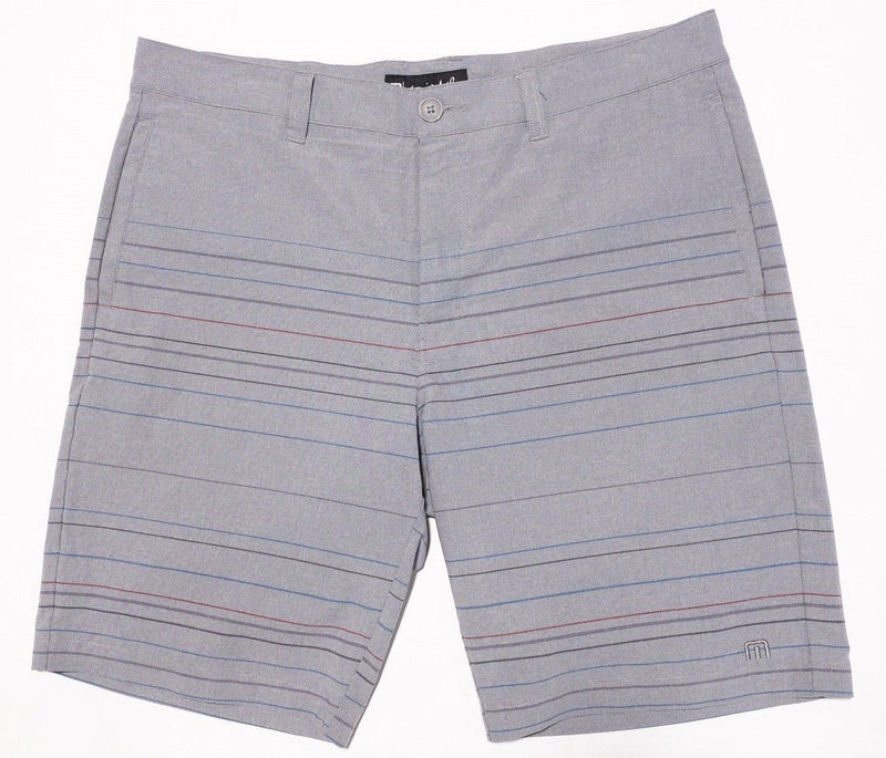 Travis Mathew Shorts Men's Fits 37 Golf Performance Gray Striped Wicking