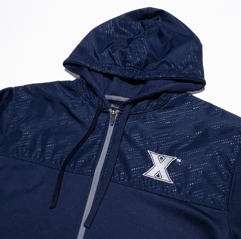 Xavier University Jacket Men's Medium Champion Hooded Full Zip Navy Blue