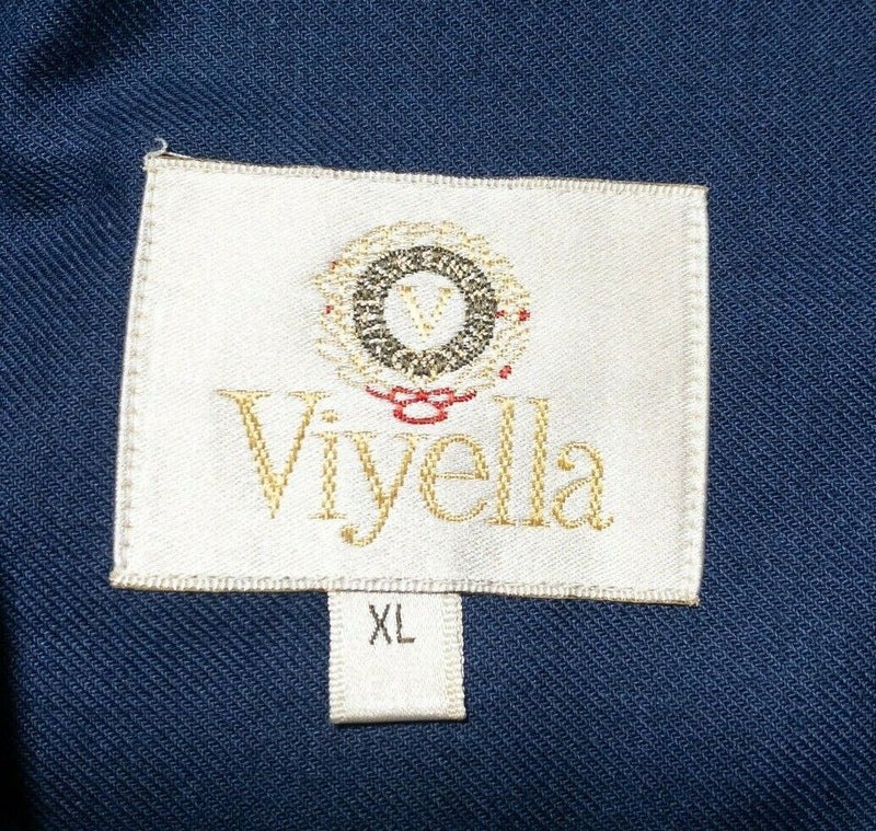 Viyella Flannel Men's XL Shirt Cotton Wool Blend Solid Blue Made in USA Vintage