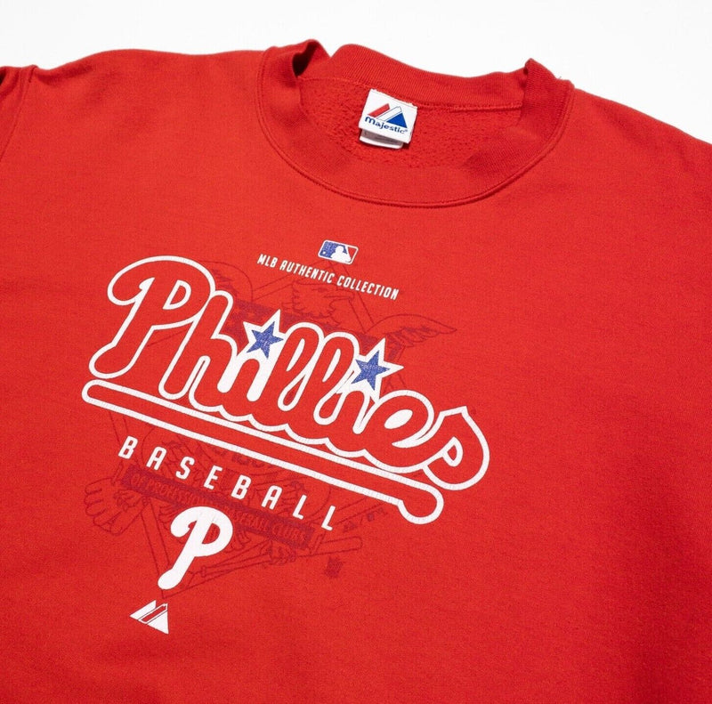 Philadelphia Phillies Sweatshirt Men's Large Majestic Pullover Crewneck Red MLB
