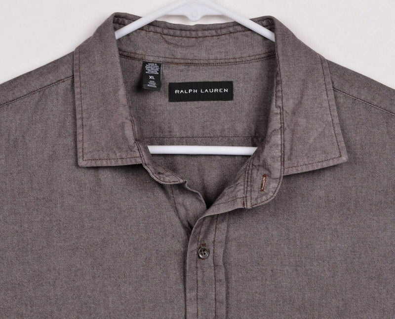 Ralph Lauren Black Label Men's XL Dark Gray Chambray RLBL Button-Front Shirt