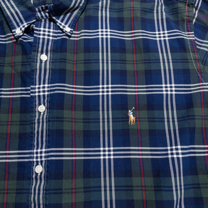 Polo Ralph Lauren Shirt Men's 3XB Big Long Sleeve Button-Down Plaid Green Blue