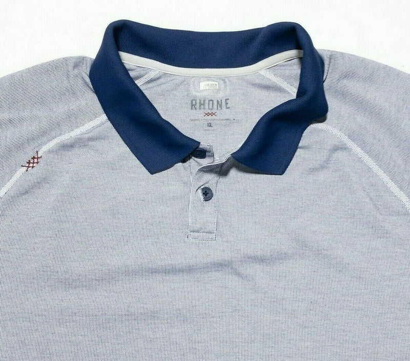 Rhone Polo XL Men's Shirt Wicking Athleisure Short Sleeve Gray Blue Delta Pique