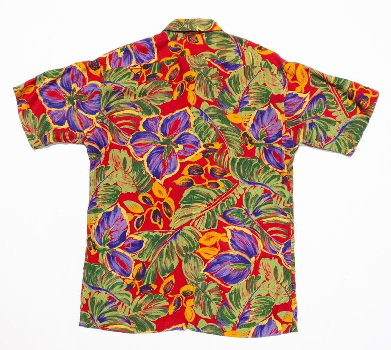 Burma Bibas Hawaiian Shirt Men's Medium Colorful Floral Rayon Vintage 90s Aloha