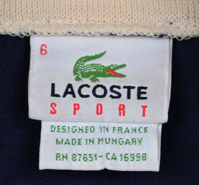 Vintage 80s Lacoste Sport Men's 6 (XL) Navy Blue Red Alligator Zip Track Jacket