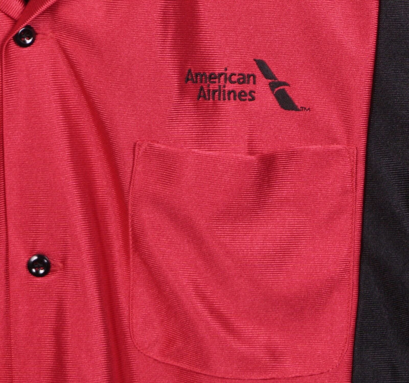Cruisin' USA Men's XL American Airlines Red Black Polyester Shiny Bowling Shirt