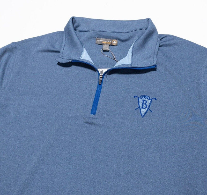 Peter Millar 1/4 Zip Men's Medium Perth Pullover Blue Golf Wicking Crown Sport