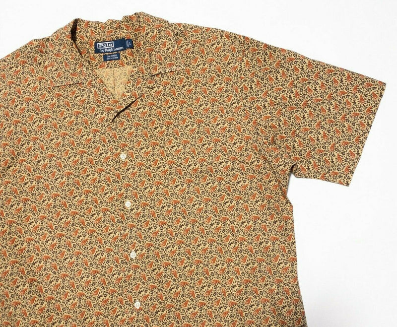 Polo Ralph Lauren Vintage Camp Shirt Large Men's Floral Caldwell Yellow 90s