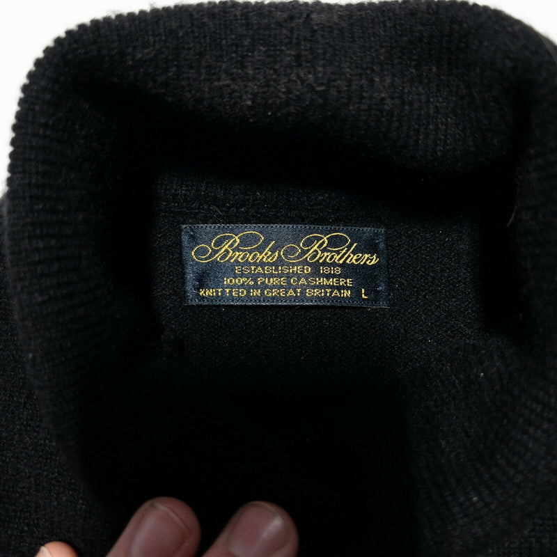 Brooks Brothers Cashmere Turtleneck Sweater Black Knit Vintage 80s Men's Large