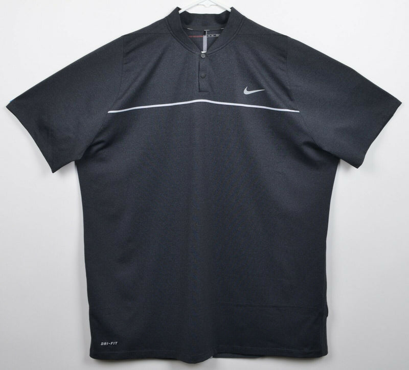 Tiger Woods Collection Men's Sz 2XL Snap Henley Collar Nike Golf Gray Golf Shirt