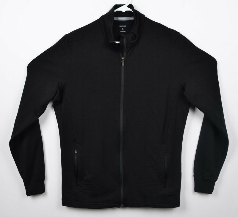 Icebreaker Merino Men's Sz Large Wool Full Zip Black Sweater New Zealand Jacket