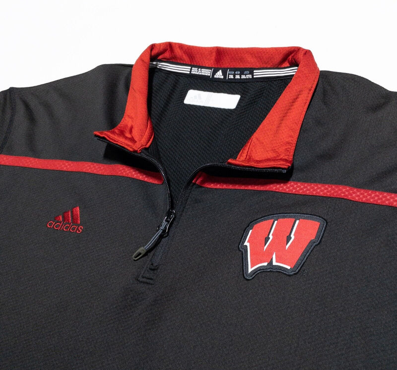 Wisconsin Badgers 1/4 Zip Men's 2XL Adidas ClimaLite Pullover Black Red College