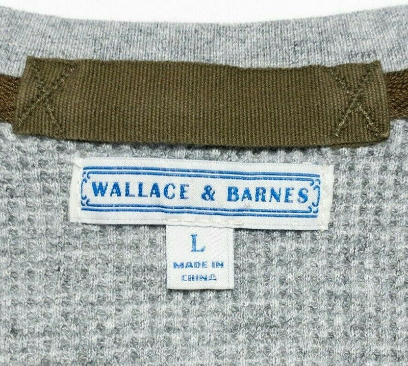 Wallace & Barnes Men's Large Gray Henley Waffle-Knit Thermal Long Sleeve Shirt