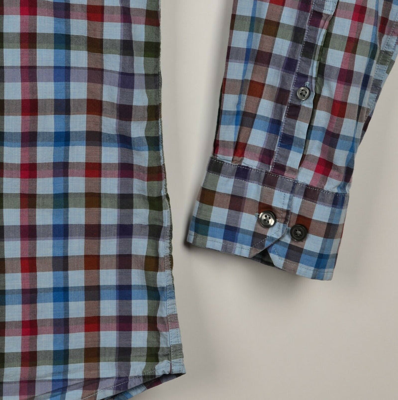 Rodd & Gunn Men's Sz Large Sport Fit Blue Red Plaid Check Long Sleeve Shirt