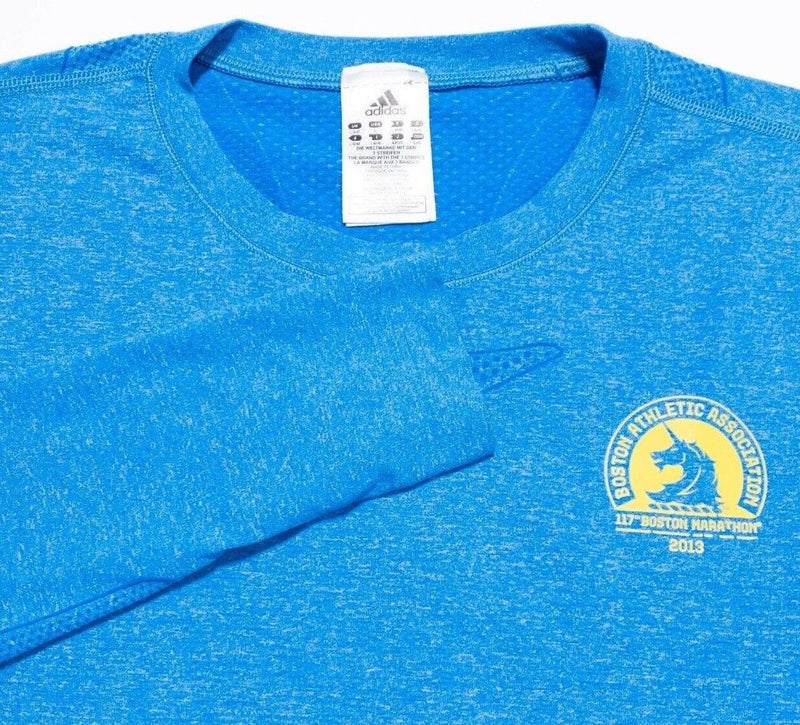 Boston Marathon 2013 Adidas Shirt Large Men's Long Sleeve Wicking Blue ClimaCool