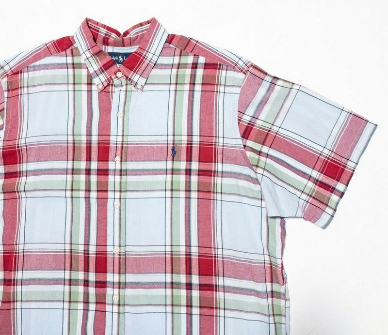 Polo Ralph Lauren Classic Fit XXL Shirt Mens Red Plaid Short Sleeve Button-Down