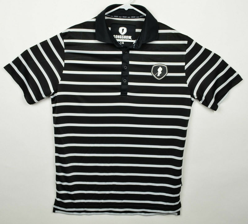 Gongshow Men's Sz Large Black White Striped Lifestyle Hockey Polo Shirt