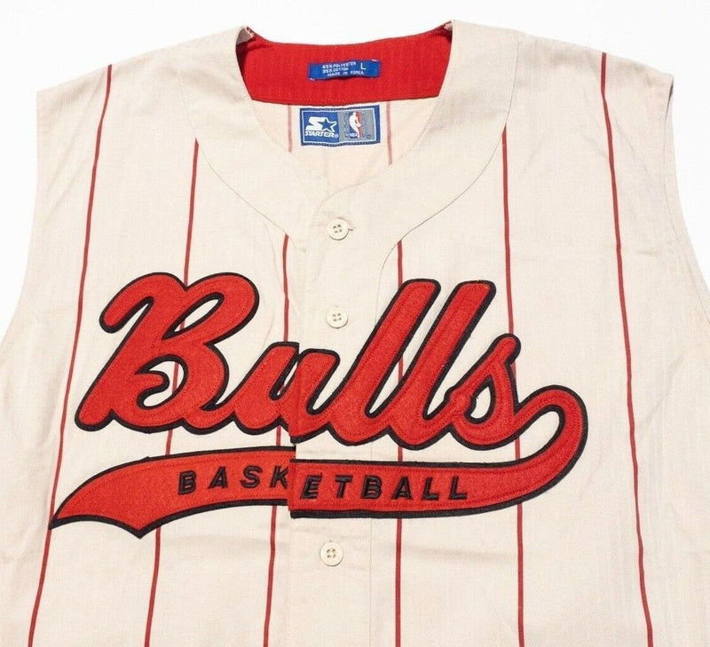 Chicago Bulls Baseball Jersey Starter Large Men Vintage 90s Pinstripe Sleeveless