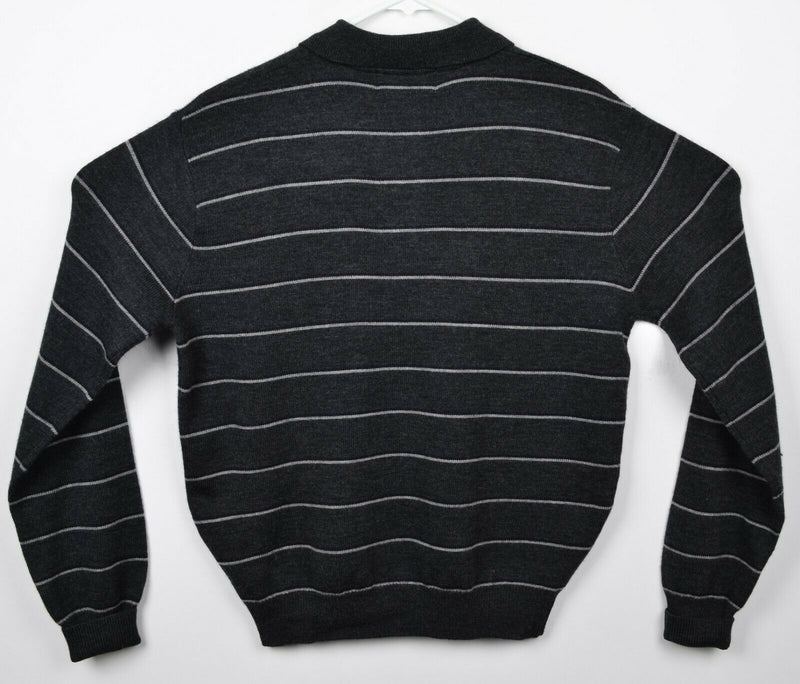 Polo Ralph Lauren Men's Medium 100% Lambswool Striped Collared Shirt Sweater