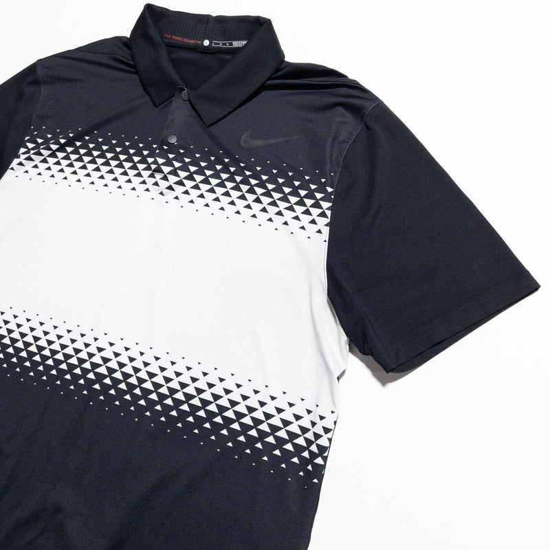 Nike Tiger Woods Collection Golf Shirt Men's Large Black White Geometric Snap