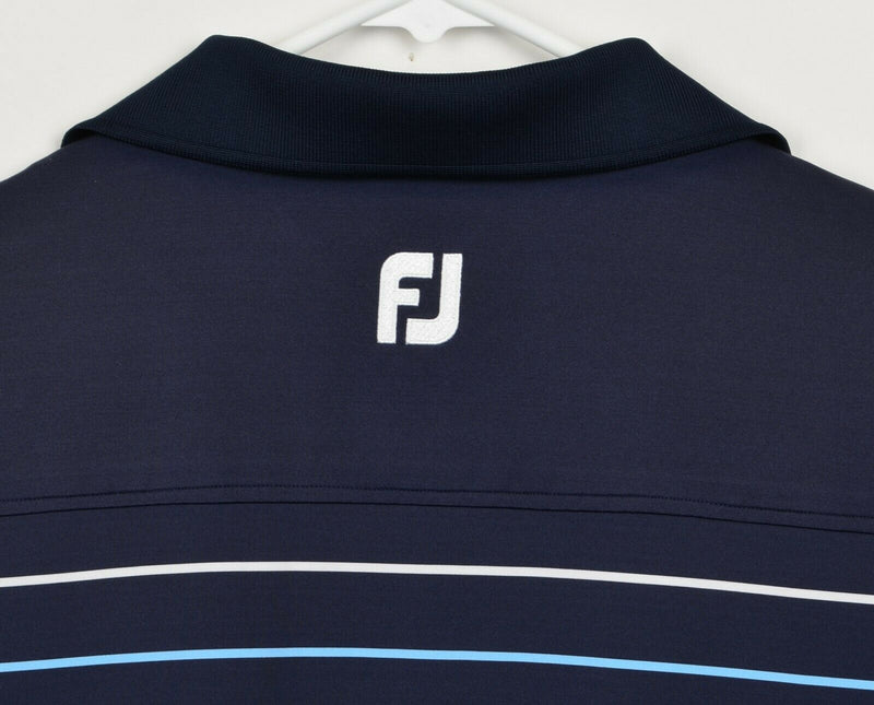 FootJoy Men's Sz XL Navy Blue Striped FJ Performance Golf Polo Shirt