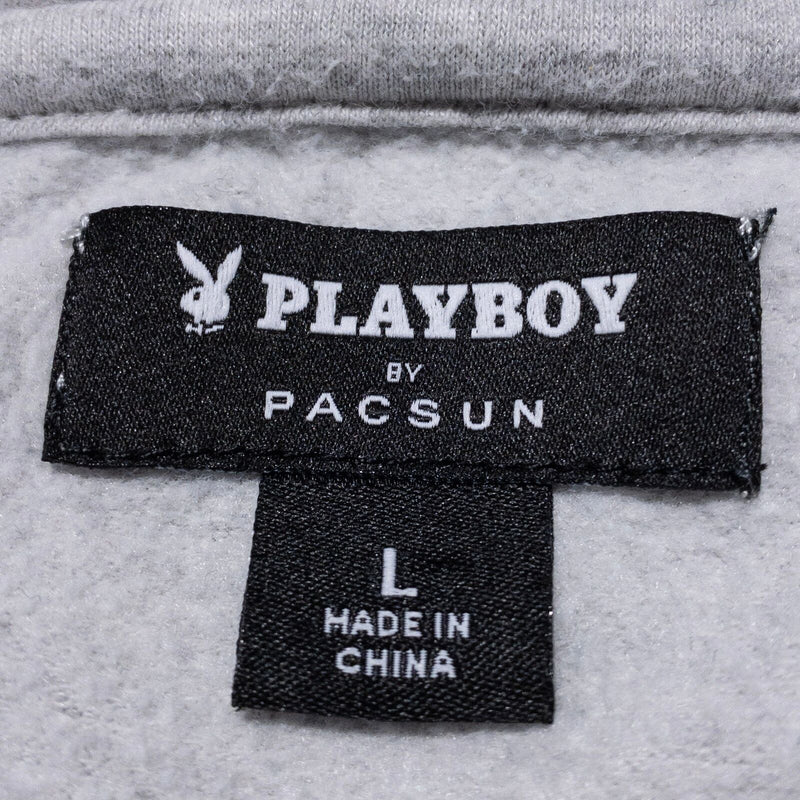 Playboy by Pacsun Hoodie Women's Large Full Zip Sweatshirt Gray Bunny Logo