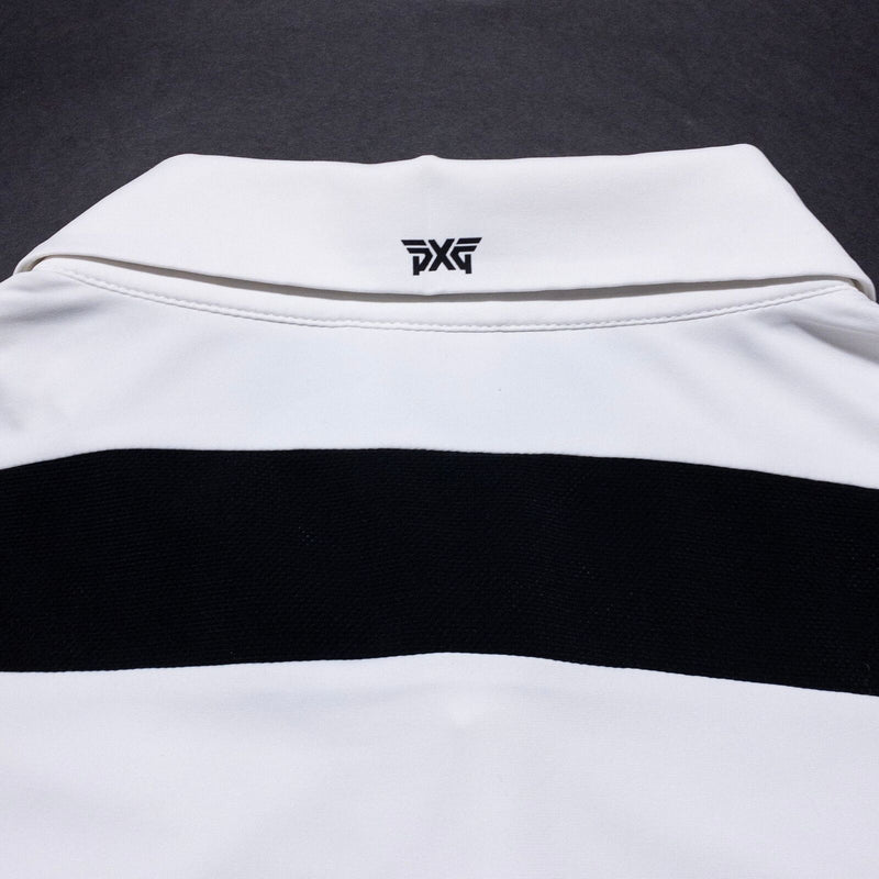 PXG Golf Polo Shirt Men's Large Parsons Xtreme Golf Wicking Stretch White Black