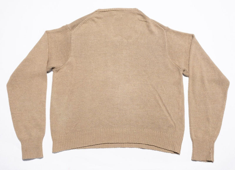 Polo Ralph Lauren Linen Sweater Men's XL Knit Pullover V-Neck Oatmeal Tan