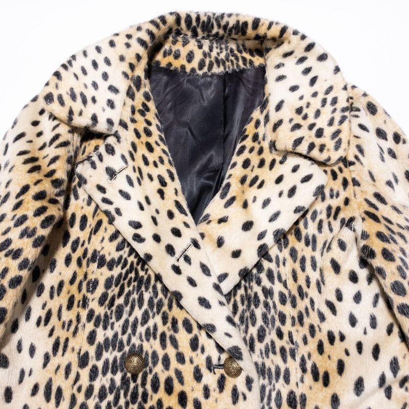 Vintage Safari Fairmoor Faux  Fur Coat Fits M/L Leopard Cheetah La France 60s