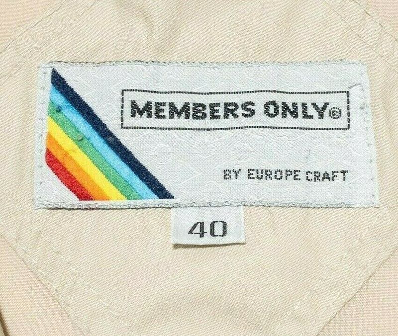 Members Only Jacket Europe Craft Men's 40 Vintage 90s Beige Bomber Cafe Racer