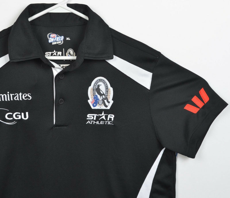 Collingwood Football Club Men XL Australian Rules Football Black AFL Polo Shirt