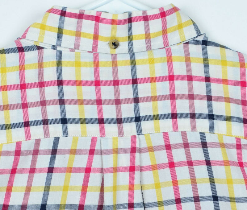 Bonobos Men's Sz Large Standard Fit Yellow Red Blue Windowpane Plaid Shirt