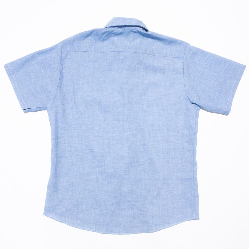 Vintage Sears Work Leisure Shirt Men's Medium Perma-Prest Blue Workwear