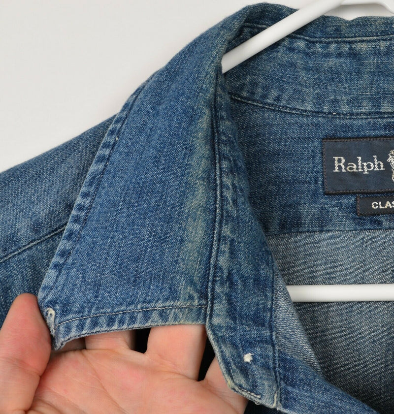 Polo Ralph Lauren Men's XL Classic Fit Denim Pony 90s Style Button-Down Shirt