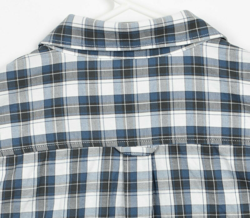 Fjallraven Men's Large Comfort Fit Blue Gray Plaid Cotton Wool Blend Singi Shirt