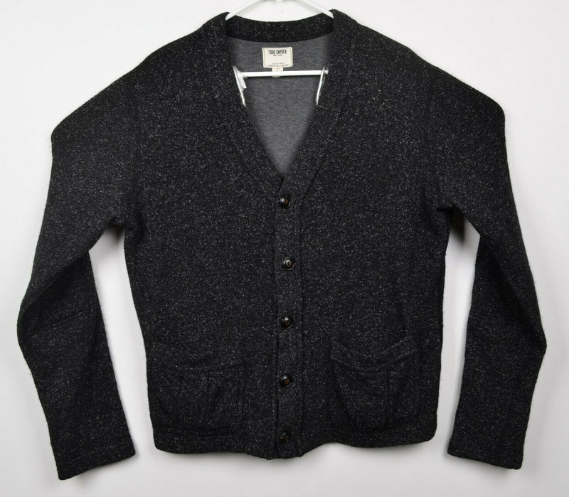 Todd Snyder Men's Sz Large Wool Blend Black White V-Neck Cardigan Sweater