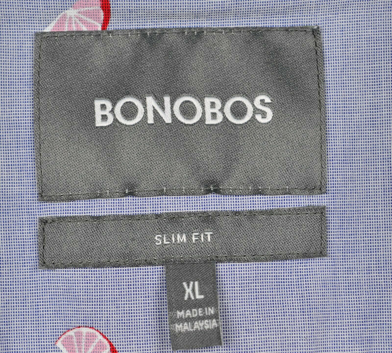 Bonobos Men's XL Slim Fit Fruit Pattern Blue Long Sleeve Button-Down Shirt
